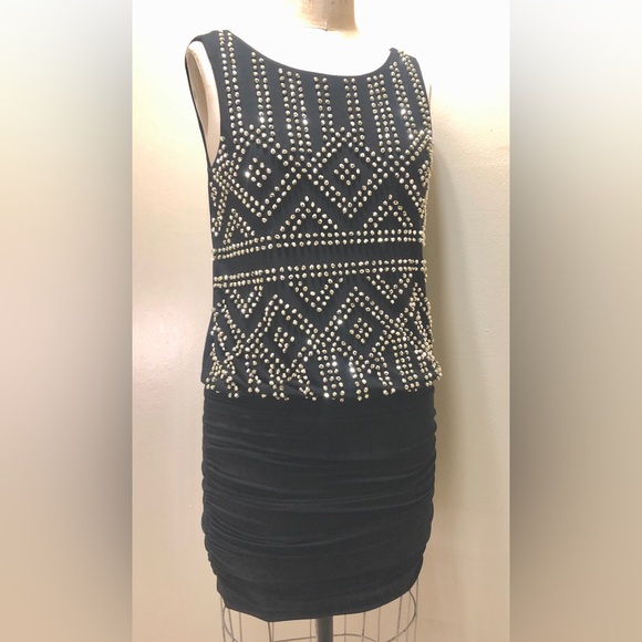 Xcape Black and Golden Beaded Party Dress Sz “10” - Picture 2 of 5